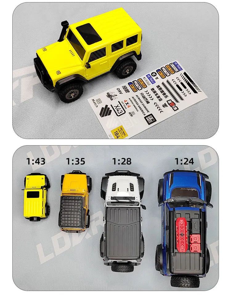 Coches de LDARC X43 1:43 Mini vehículo de escalada a control remoto 4WD Pintura simulada Escala completa Mini coche de escritorio RC Crawler eléctrico, Envío 0.00 $