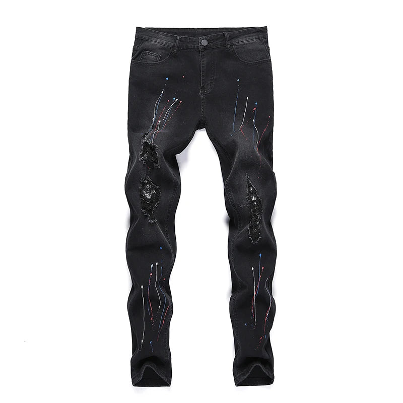 Pantalones Vaqueros Pintados para Hombre | Moda Primavera-Verano | Desgastados y Con Agujeros | REVIVAL FITNESS | Envío Gratis | **FLIPISHOP.COM**