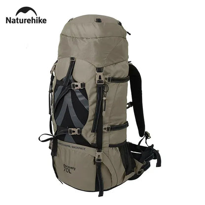 Mochila de camping Naturehike 70L Bolsas de senderismo ergonómicas de gran capacidad para hombre con cubierta para la lluvia Mochilas de trekking de viaje al aire libre