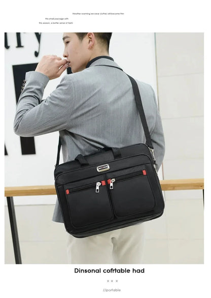 Maletín para hombre de gran capacidad Bolsa multifunción para portátil Oficina Bolso de mensajero de hombro masculino Bolso de mano de negocios