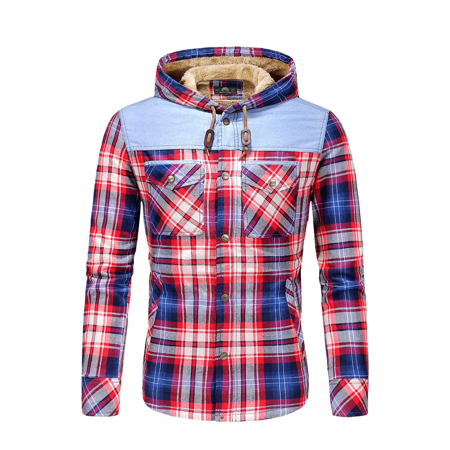 Camisa de cuadros-2024-para hombre Polar grueso cálido camisa de invierno para hombre camisa de pana de puro algodón con capucha Leisure England Camisas para hombre