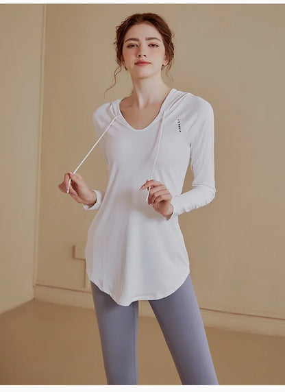 Camiseta deportiva de mujer de gimnasio de manga larga sin costuras Top de yoga Tops de entrenamiento femeninos