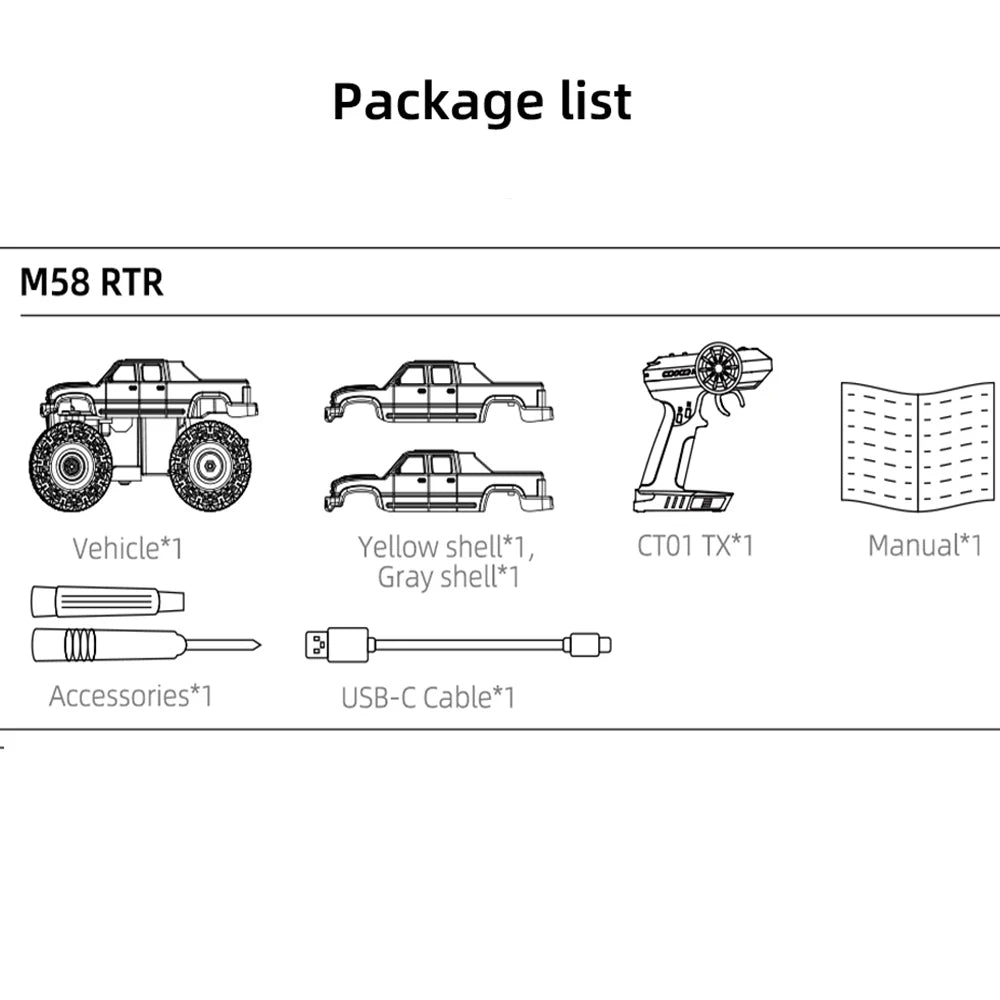 Coche LDARC M58 1:58 2.4G 6 ejes Mini vehículo todoterreno de control remoto Tracción trasera Simulación de escalada de escritorio Modelo de automóvil Big Foot, Envío 0.00 $