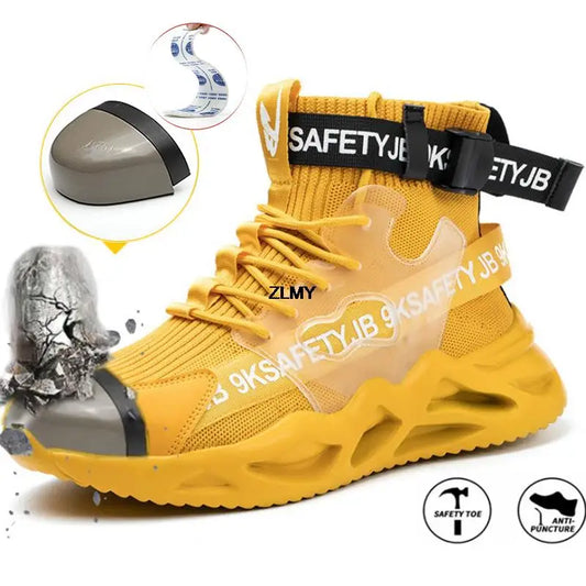 Botas de seguridad de moda para hombre, zapatos de trabajo con punta de acero, zapatillas a prueba de pinchazos, botas de seguridad para el trabajo industrial para hombre, botas protectoras transpirables , Envío 0.00 $.