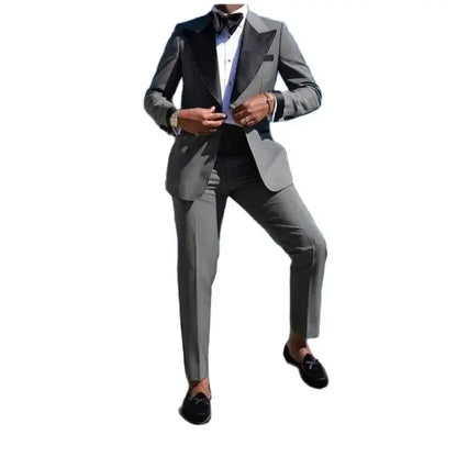 Conjunto, Esmoquin, Ropa masculina gris Traje de hombre elegante slim fit hecho a medida 2024. Envío 0,00 €