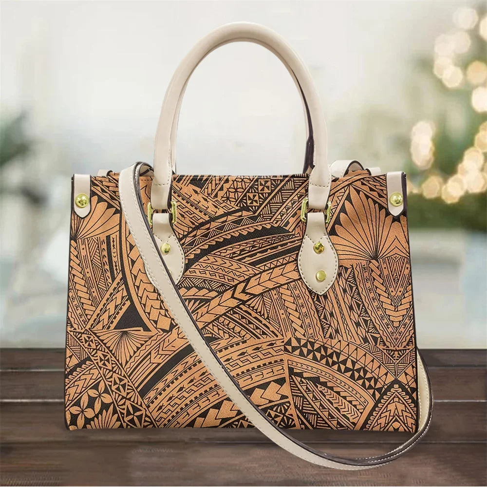 Bolso de Mano de Lujo con Estampado de Tatuajes de Samoa Polinesia | Estilo Único y Funcionalidad para Mujer | Envío Gratis en **FLIPISHOP.COM**