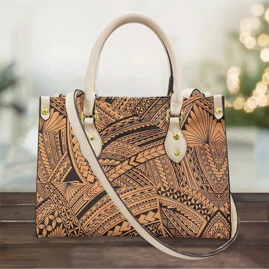 Bolso de mano con estampado de tatuajes de Samoa Polinesia para mujer, bolso de mano de cuero de lujo con asa superior y monedero para el trabajo, bolso de hombro de moda