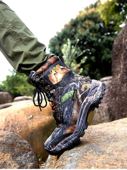 Botas de senderismo de caña alta para hombre, botas de caza, zapatos de goma antideslizantes resistentes al desgaste para deportes al aire libre