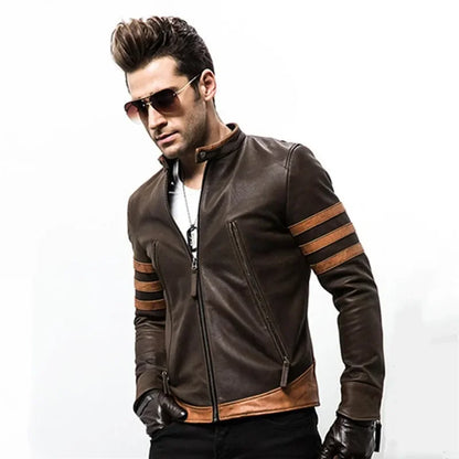 Chaqueta de cuero con cremallera para hombre Wolverine Casual PU Leather Locomotive Coat Chaqueta Bomber Slim Coats Plus Size 5XL-M2024 Otoño .