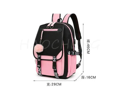 Mochilas Inside Out2 con USB, diseño de dibujos animados en color rosa, para niños y niñas, mochilas escolares para estudiantes, mochilas para adolescentes y mujeres, mochilas escolares para niñas