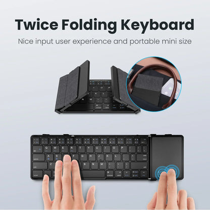 Estudiantes, Teclado inalámbrico triplegable con panel táctil Mini teclado recargable Teclado plegable para Windows Phone PC Mesa