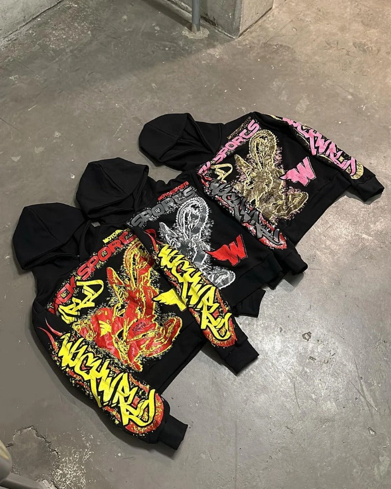 Sudaderas con estampado geométrico gótico de manga larga para hombre 2023, ropa de calle de gran tamaño, sudaderas casuales de estilo hip hop vintage para hombre harajuku