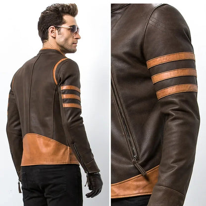 Chaqueta de cuero con cremallera para hombre Wolverine Casual PU Leather Locomotive Coat Chaqueta Bomber Slim Coats Plus Size 5XL-M2024 Otoño .