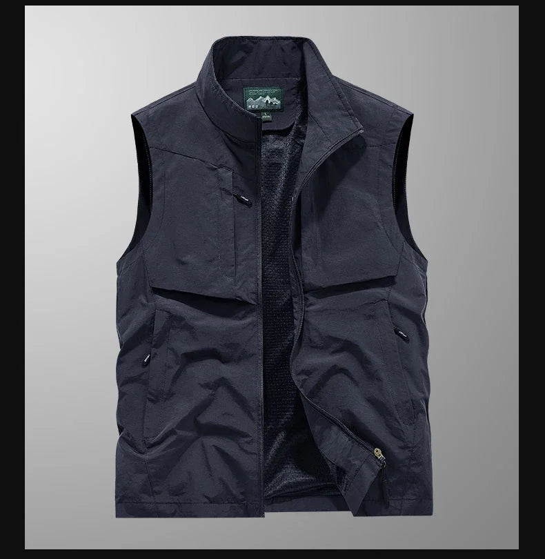 Chaleco de pesca para hombre, de talla grande 7XL 8XL, de secado rápido, para exteriores, para caza, viajes, gimnasio, jogging, deporte, sin mangas, chaqueta de malla