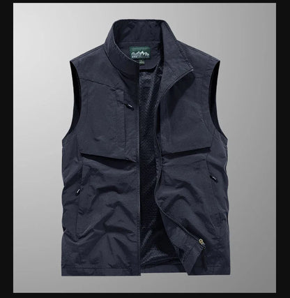 Chaleco de pesca para hombre, de talla grande 7XL 8XL, de secado rápido, para exteriores, para caza, viajes, gimnasio, jogging, deporte, sin mangas, chaqueta de malla