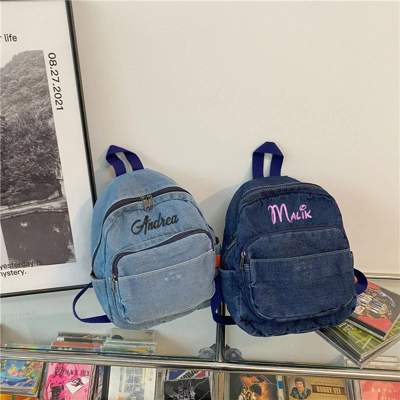 Mochila de jeans para mujer Mochila de día Vaqueros Mochila de estudiante Mochila escolar de viaje Bolsa de hombro