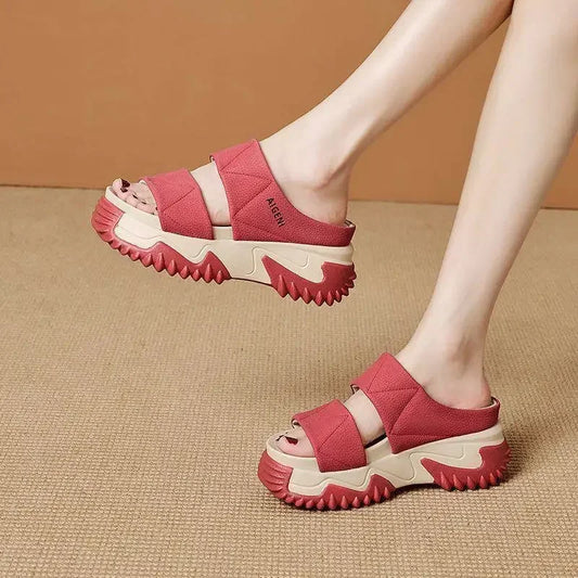 Sandalias de piel suave-2024-para mujer, para interior y exterior, suela gruesa, antideslizantes, planas, resistentes al desgaste, 2024, Envío 0.00 $.