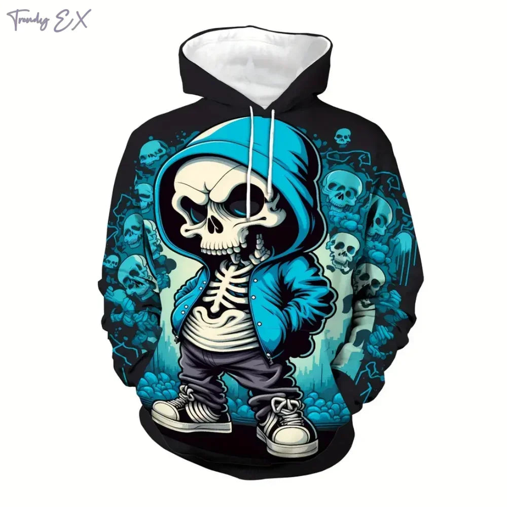 Sudadera para Hombre con Estampado 3D de Calaveras | Moda Urbana de Calle con Capucha y Bolsillo | Envío Gratis en **FLIPISHOP.COM**