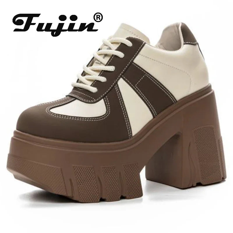 Botas de Cuña de Plataforma Fujin para Mujer | Estilo Retro de Microfibra con Tacón Súper Alto de 11 cm | Envío Gratis en **FLIPISHOP.COM**