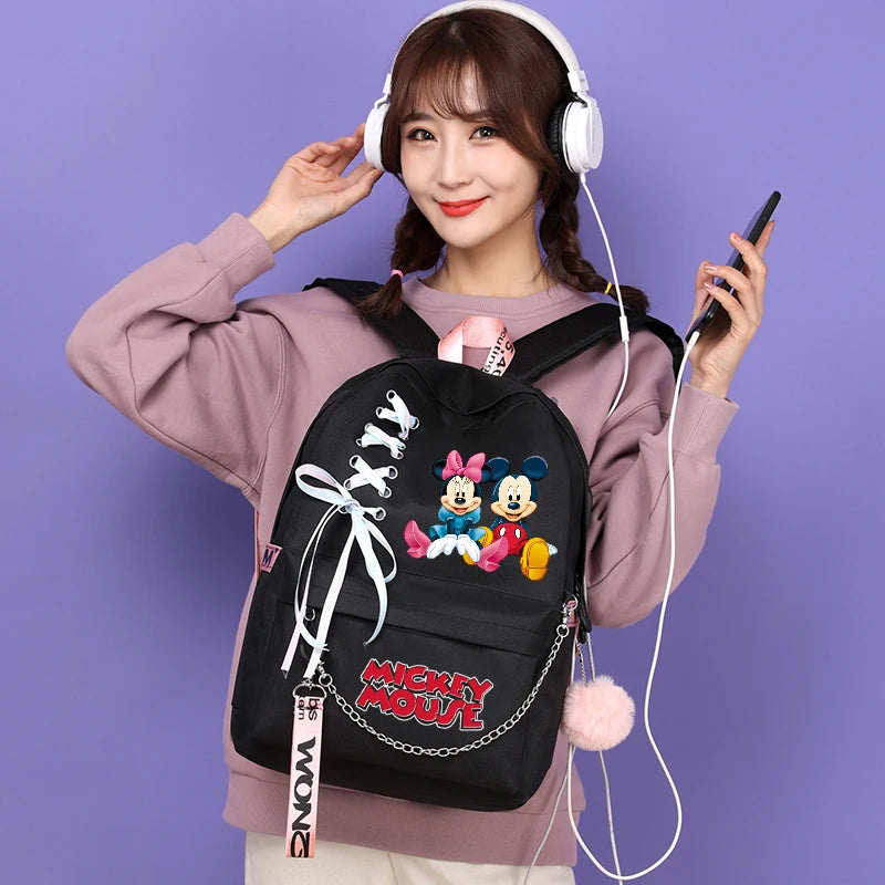 Mochila Disney Mickey Mouse, mochila escolar para niñas, mochila escolar Kawaii para estudiantes, mochila de regreso a la escuela con dibujos animados, mochila de anime para niños