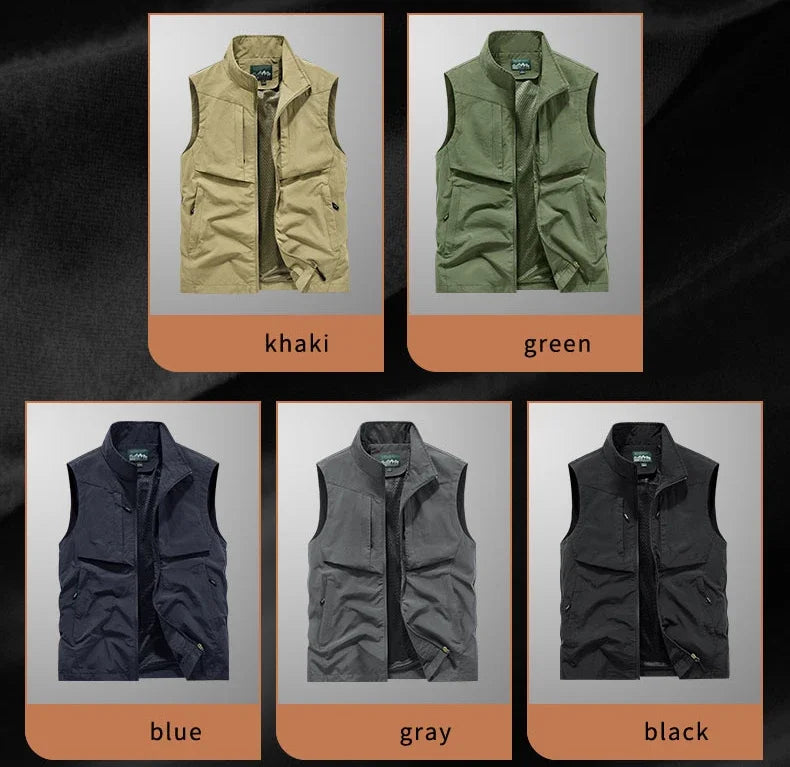 Chaleco de pesca para hombre, de talla grande 7XL 8XL, de secado rápido, para exteriores, para caza, viajes, gimnasio, jogging, deporte, sin mangas, chaqueta de malla