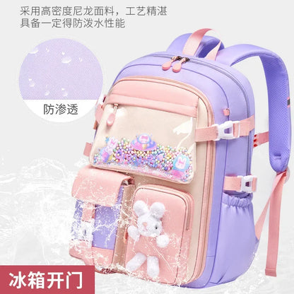 Mochila escolar primaria para niñas, bonita mochila para estudiantes, gran capacidad, impermeable, con apertura lateral, para niños, mochila para libros