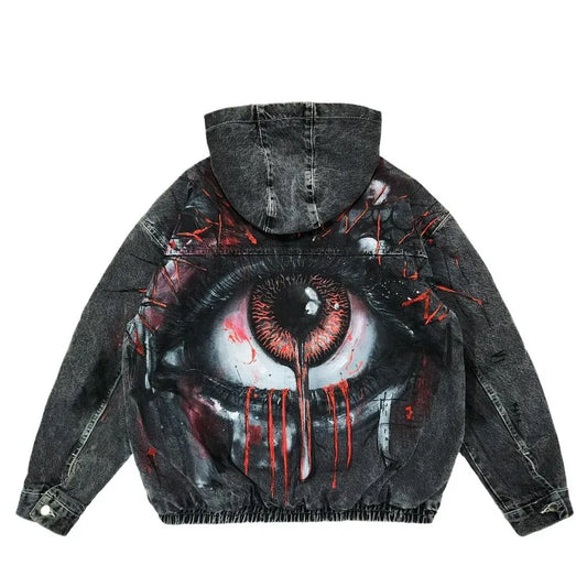 Chaqueta Hombres Streetwear Vintage Hip Hop Popular Casual Joker Estilo Nueva Moda Lavada Vieja Chaqueta De Mezclilla.