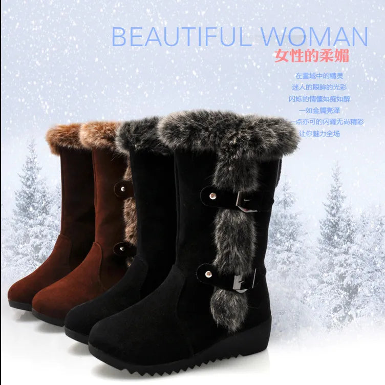 Botas Casual de Moda 2024 | Botas de Nieve Versátiles y Cálidas con Tacón Cuadrado para Mujer | Envío Gratis en **FLIPISHOP.COM**