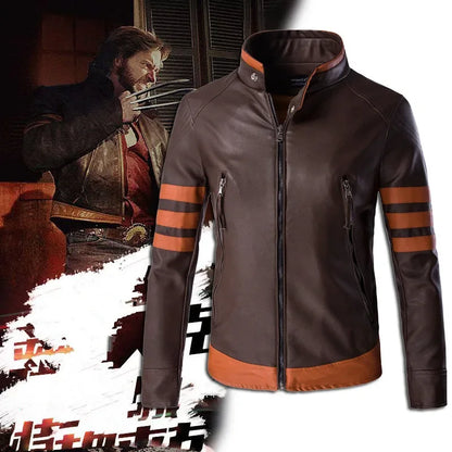 Chaqueta de cuero con cremallera para hombre Wolverine Casual PU Leather Locomotive Coat Chaqueta Bomber Slim Coats Plus Size 5XL-M2024 Otoño .