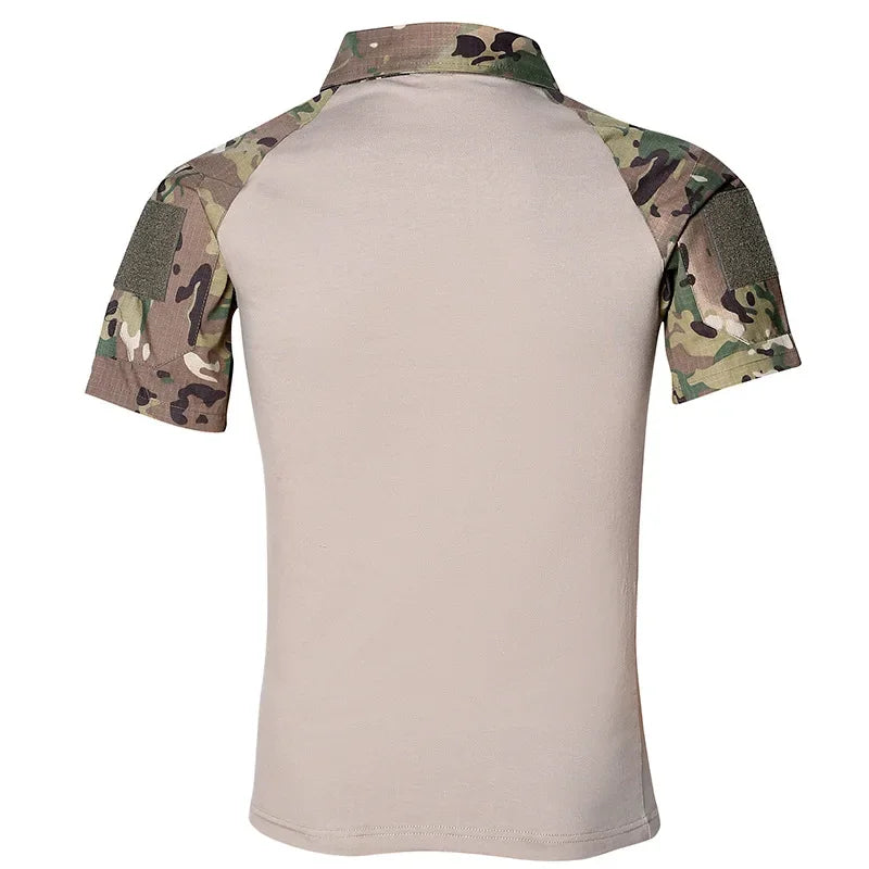 Camiseta táctica militar de verano para hombre, camisetas de algodón de camuflaje de manga corta, ropa para paintball, acampada, escalada y senderismo