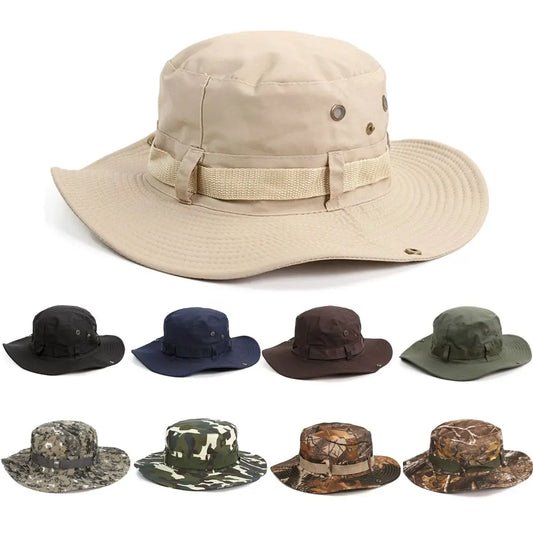 Sombrero de ala ancha Caps Sombreros de pescador para hombre Sombrero de selva de senderismo Gorras de camuflaje al aire libre de verano, Envío 0.00 $.