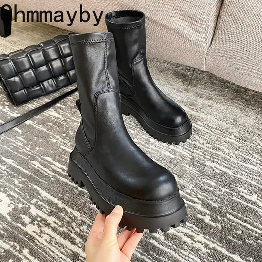 Botas Largas con Plataforma Gruesa y Punta Redonda para Mujer | Altas hasta la Rodilla | Invierno 2025| Envíos Gratis en **FLIPISHOP.COM**