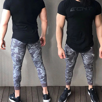 Pantalones deportivos nuevos para hombre, de algodón, con camuflaje, informales, para correr, fitness, gimnasio, culturismo, elásticos