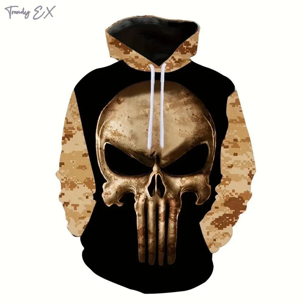 Sudadera para Hombre con Estampado 3D de Calaveras | Moda Urbana de Calle con Capucha y Bolsillo | Envío Gratis en **FLIPISHOP.COM**