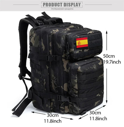 Mochilas tácticas de 45L para hombre Caza Pesca Senderismo de 3 días Trekking Supervivencia Mochila Molle GYM Bolsa SHTF de gran capacidad para exteriores