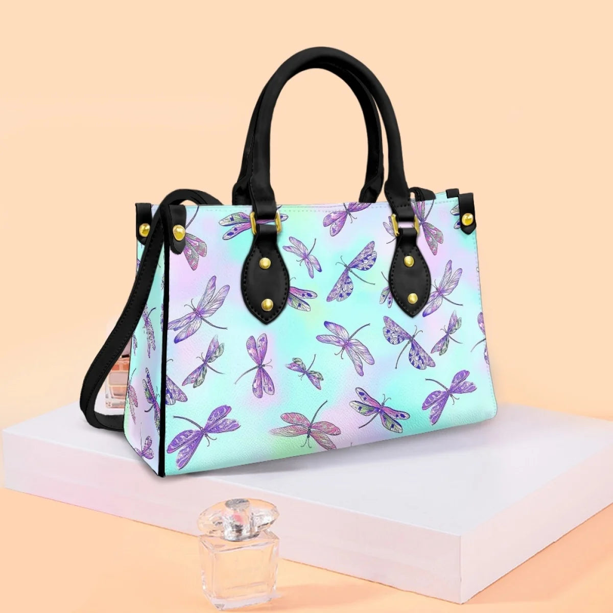 Bolsos de mano con estampado de libélula para mujer, de piel de lujo, tipo bandolera, de diseñador