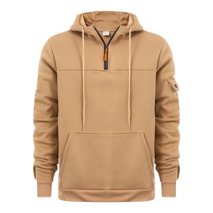 Sudadera con capucha y cremallera de un cuarto de moda para hombre, sudadera deportiva de manga larga con capucha y bolsillo para entrenamiento, sudaderas para hombres Logrado Activo Enviar