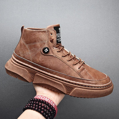 Botas para hombre, bota para estudiantes, calzado retro para deportes al aire libre, bota informal de tabla, bota de manga media, tendencia de moda, zapato de cuero, botas para hombre