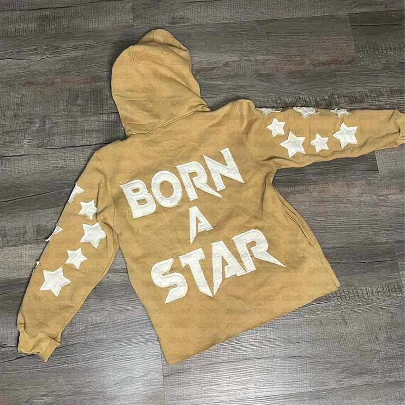 Sudadera con Capucha Bordada Vintage con Letras y Estrellas | Sudadera Holgada Casual para Hombre y Mujer | Envío Gratis en **FLIPISHOP.COM**