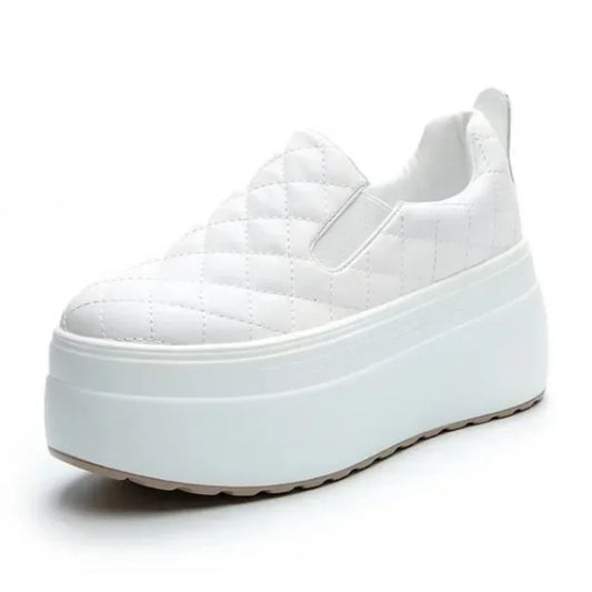 Zapatillas de deporte de plataforma de cuero genuino de 8 cm de alta calidad para mujer, zapatillas gruesas de primavera y otoño, zapatos casuales vulcanizados y cómodos para mujer, Envío 0.00 $.