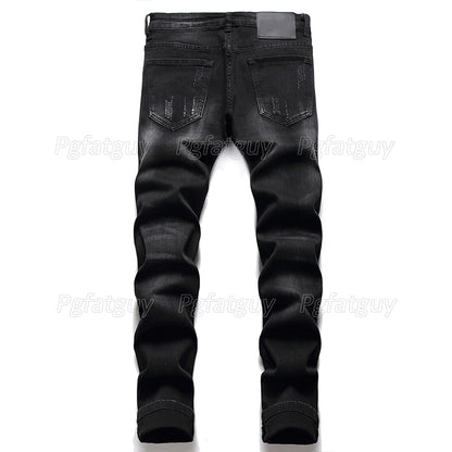 Conjunto de 2 Piezas para Hombre | Chaleco de Mezclilla Slim con Bordado de Calavera Negra y Jeans Rasgados | Envío Gratis en **FLIPISHOP.COM**