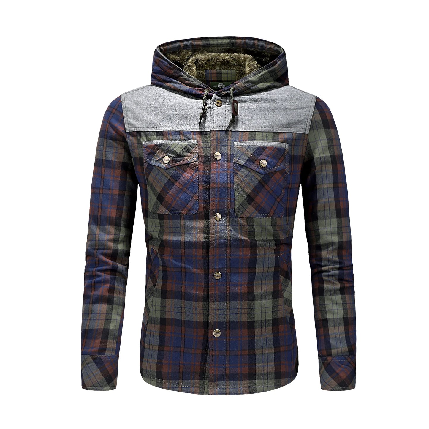 Camisa de cuadros-2024-para hombre Polar grueso cálido camisa de invierno para hombre camisa de pana de puro algodón con capucha Leisure England Camisas para hombre