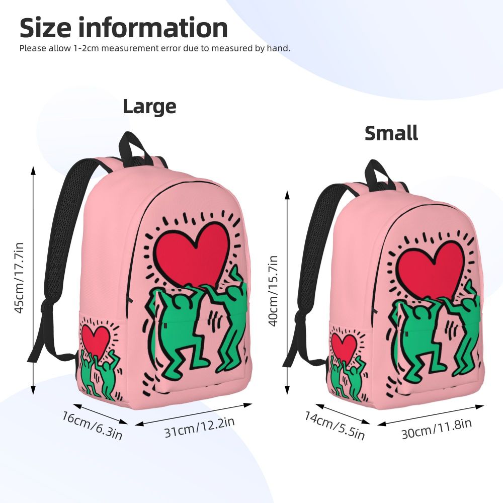 Mochilas de lona con 6 figuras de bailarinas de Haring para estudiantes universitarios y escolares, aptas para portátiles de 15 pulgadas, bolsos geométricos con grafitis de rap