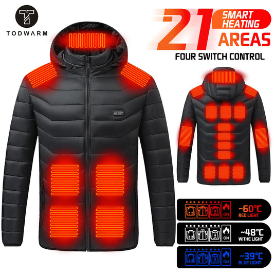 Chaqueta calefactable TODWARM de 21 zonas, chaqueta de moto de invierno para hombre y mujer, chaqueta calefactora eléctrica con USB, chaleco calefactable, ropa térmica para moto ,  Envío 0.00 €