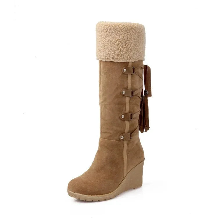 Botas Largas con Borlas y Cordones para Mujer | Plataforma y Cuña, Ideales para Nieve y Climas Fríos | Envío Gratis | **FLIPISHOP.COM**