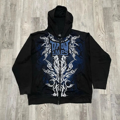 Sudadera con Capucha y Cremallera Estilo Gótico Hip-Hop 2025 | Envío Gratis en FLIPISHOP.COM | Moda Y2K Retro Europea y Americana | Holgada y de Manga Larga para Hombre y Mujer"