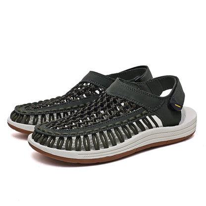 Sandalias clásicas de marca para hombre, sandalias de cuero genuino de verano para hombre, sandalias ligeras informales para exteriores, zapatillas de deporte de moda para hombre, talla 38-47, Envío 0.00 $.