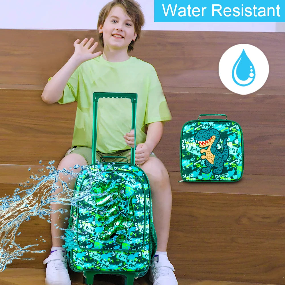 Mochila con ruedas para niños y niñas, mochila escolar con ruedas para niños pequeños, mochila escolar con ruedas para primaria