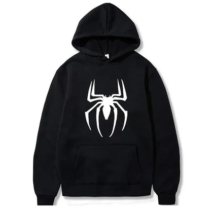 Sudadera con capucha con estampado de parkour, sudadera con capucha de Spiderman para hombre, ropa para mujer, jerséis de invierno, sudaderas, chaquetas, negro y blanco