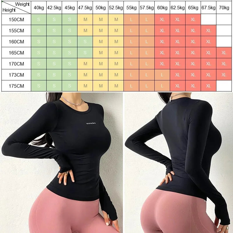 Camisa de manga larga Sexy Girl Sports Gym Top Running T-Shirt Invierno Otoño Fitness Sportswear